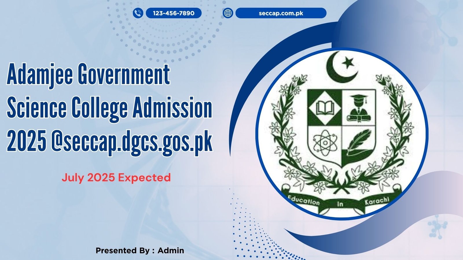 Adamjee Government Science College Admission 2025 @seccap.dgcs.gos.pk