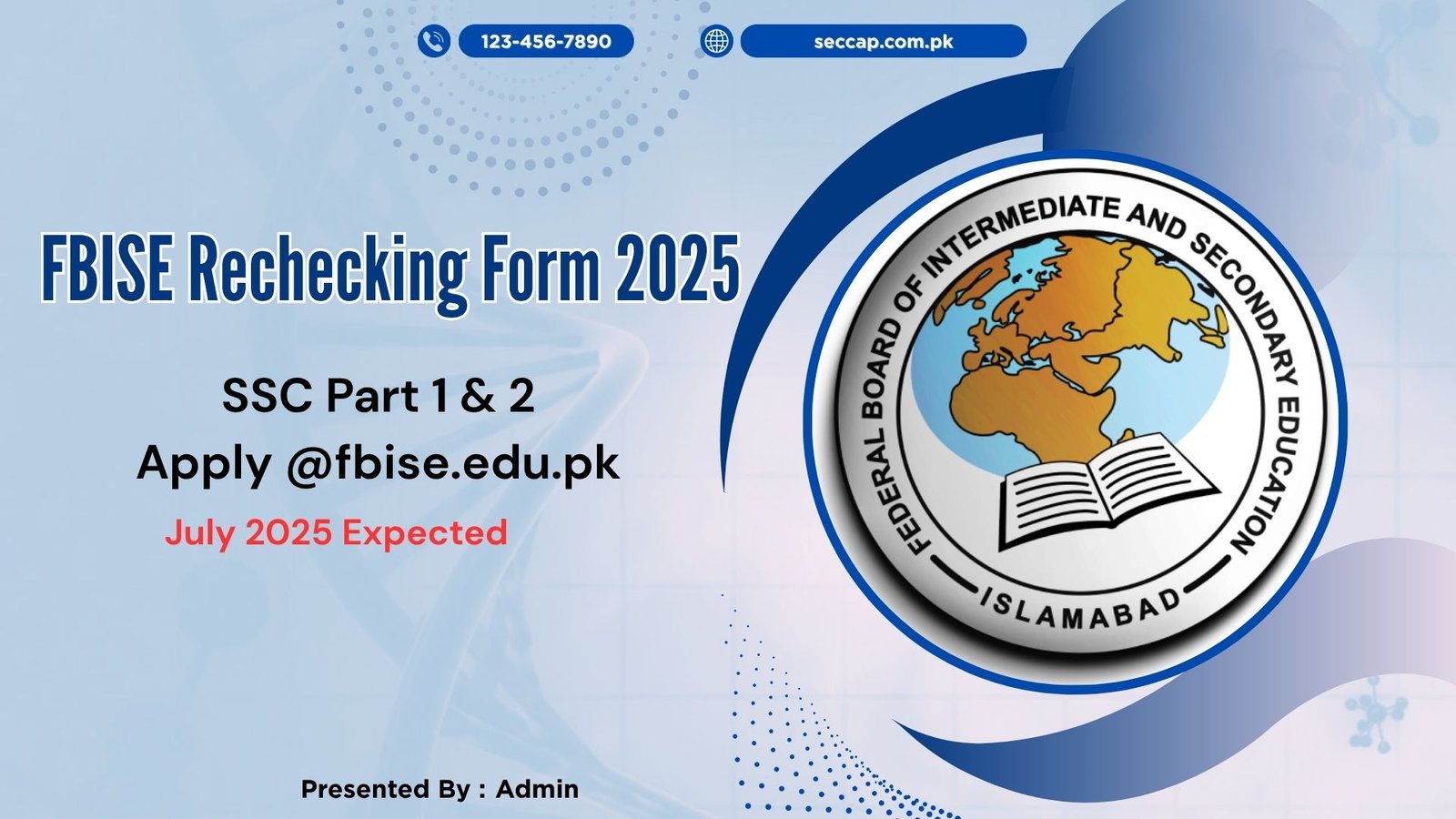 FBISE Rechecking Form 2025 SSC Part 1 & 2 Apply @fbise.edu.pk