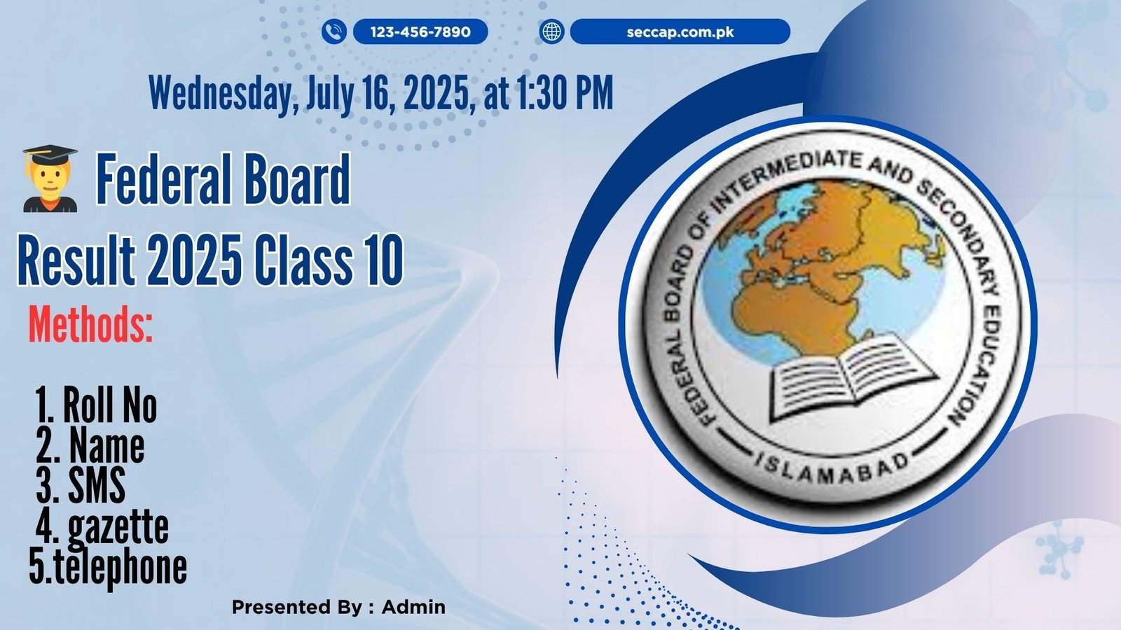 Federal Board Result 2025 Class 10 by Roll No, Name & SMS