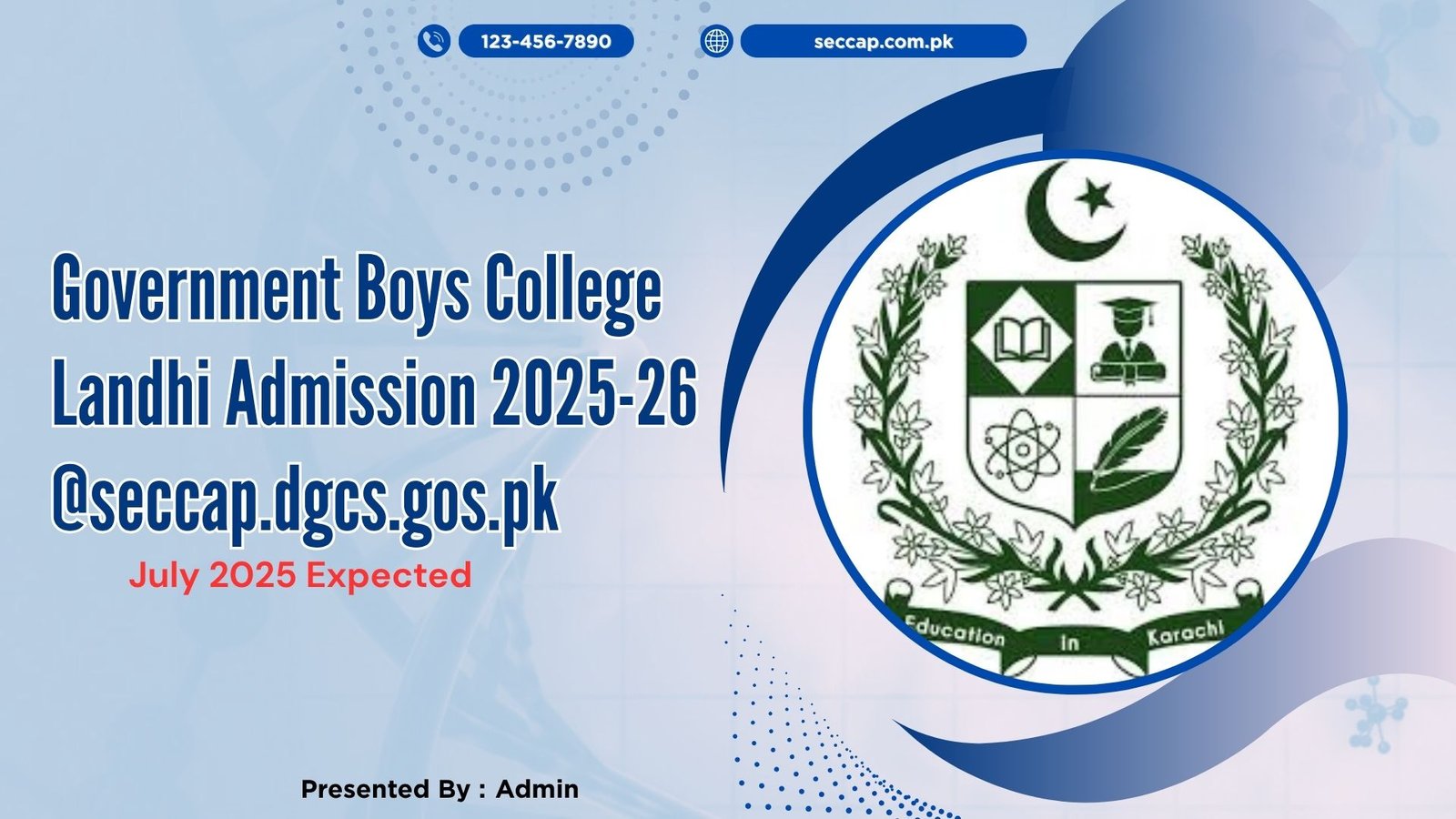 Government Boys College Landhi Admission 2025-26 @seccap.dgcs.gos.pk