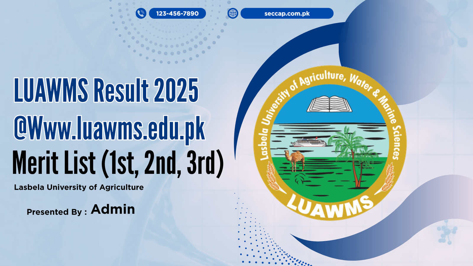LUAWMS Result 2025 Merit List (1st, 2nd, 3rd) @Www.luawms.edu.pk