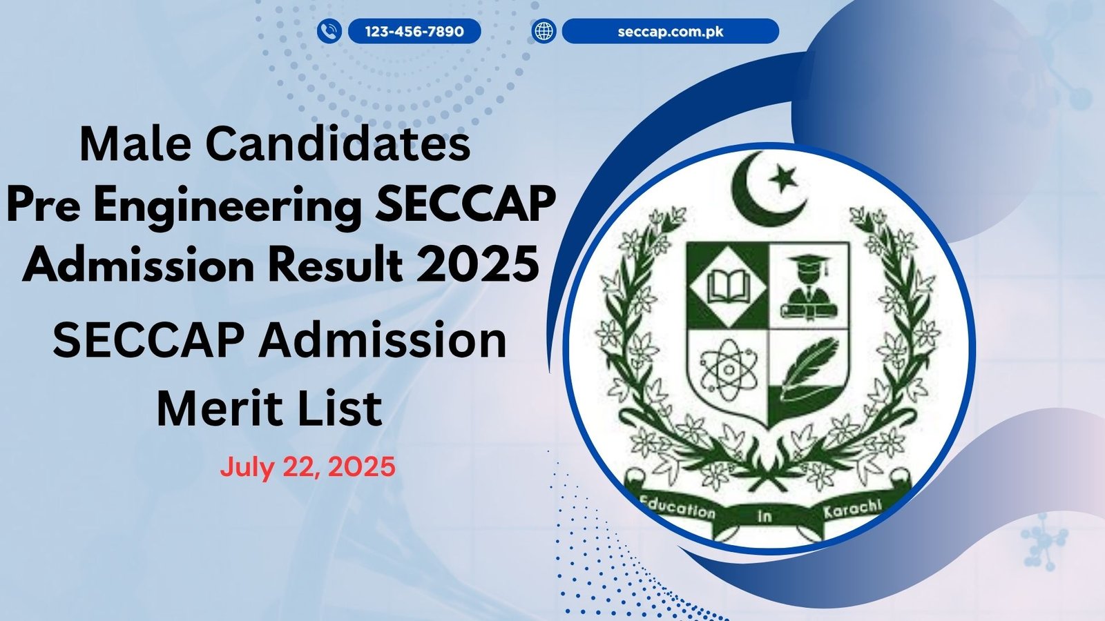 Pre Engineering Male SECCAP Admission 2025 Result & Merit List @Seccap.dgcs.gos.pk