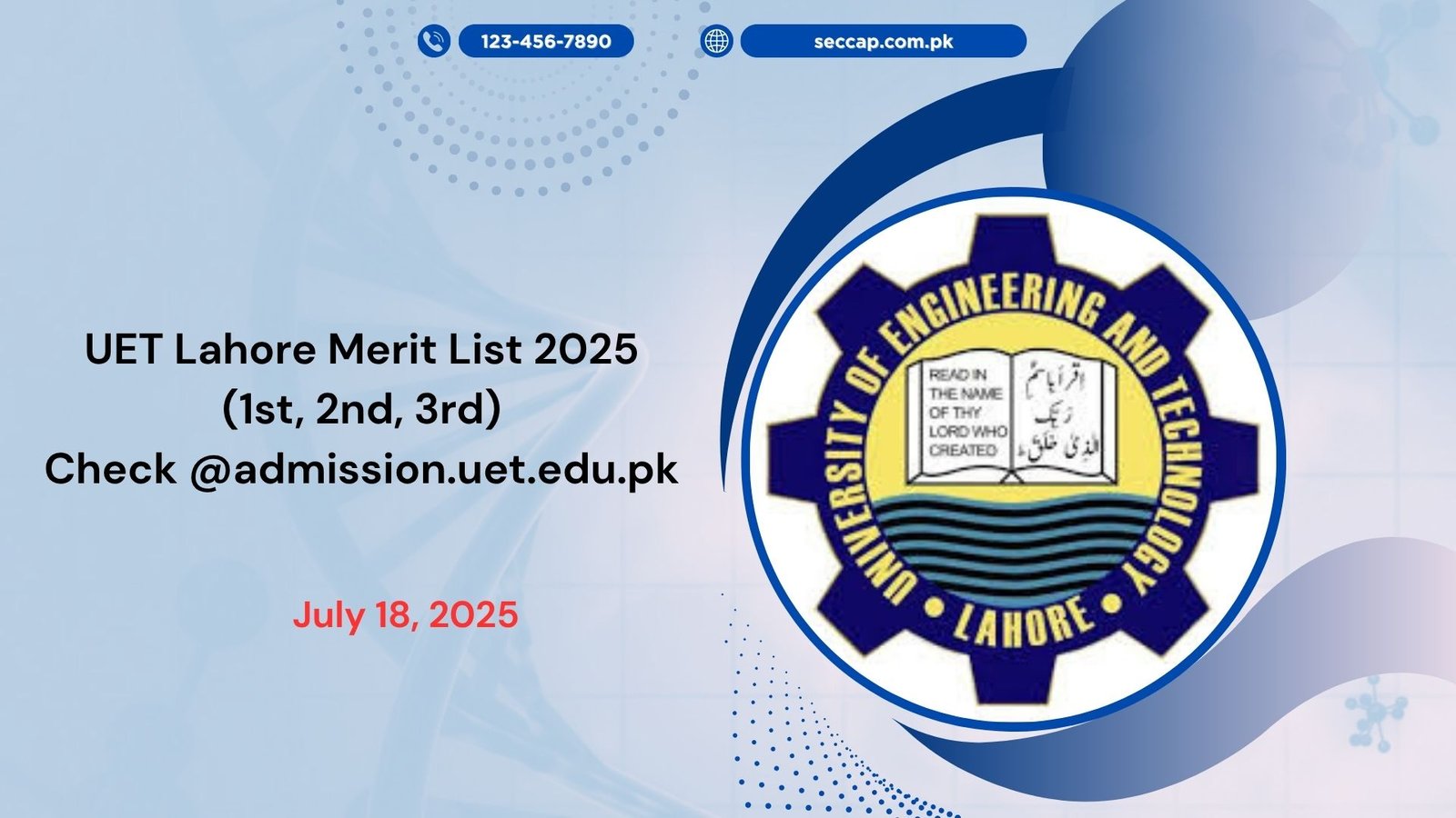 UET Lahore Merit List 2025 (1st, 2nd, 3rd) Check @admission.uet.edu.pk