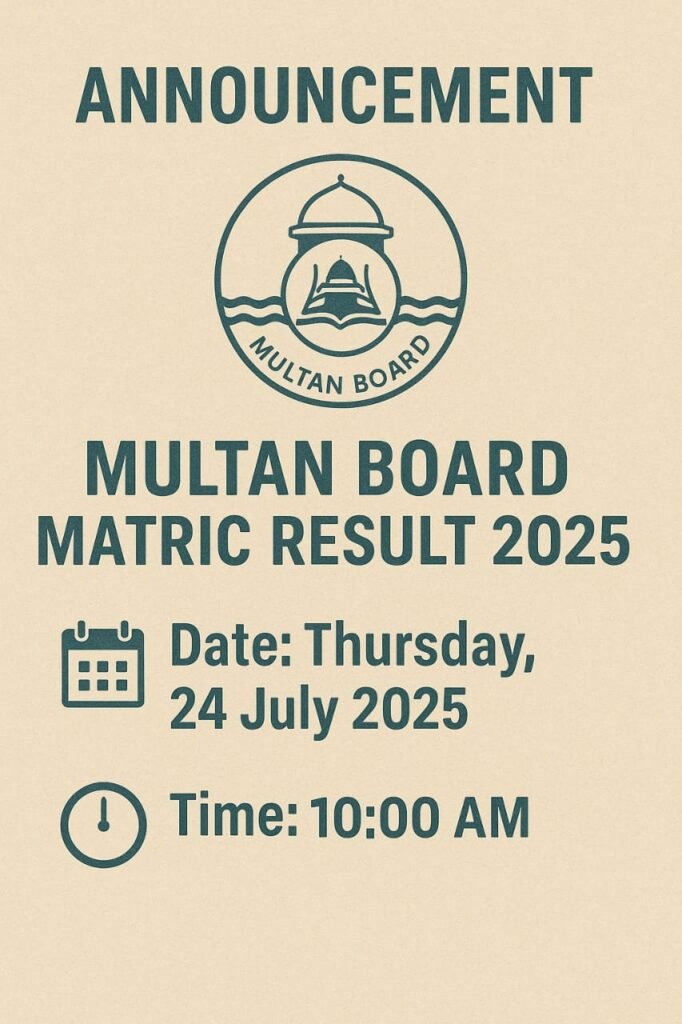 BISE Multan 10th Class Result 2025 Announced @web.bisemultan.edu.pk