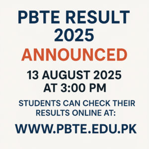 PBTE Result 2025 Date Announced @Www.pbte.edu.pk