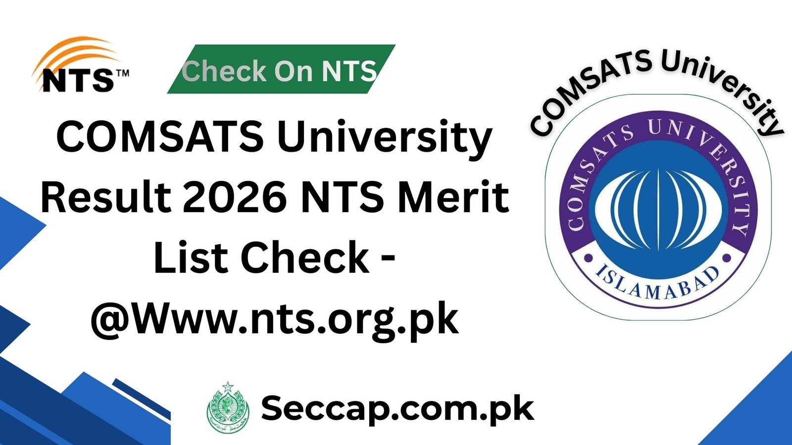 NTS COMSATS Result 2026 Spring Merit List Check - @Www.nts.org.pk