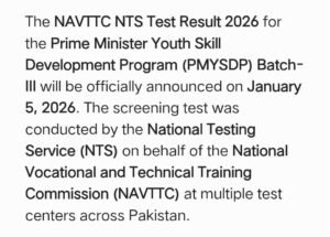  NAVTTC NTS Test Result 2026 Batch 3 - Announced @nts.org.pk