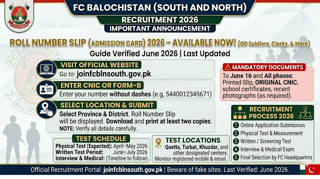 FC Balochistan Roll Number Slip 2026 – Download by CNIC