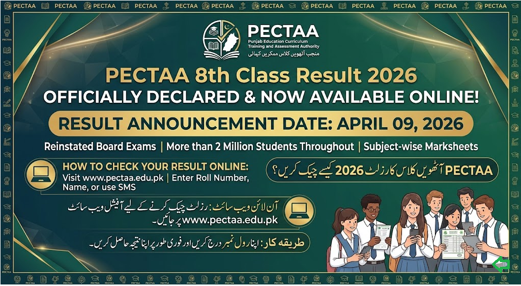 PECTAA 8th Class Result 2026 Check @www.pectaa.edu.pk