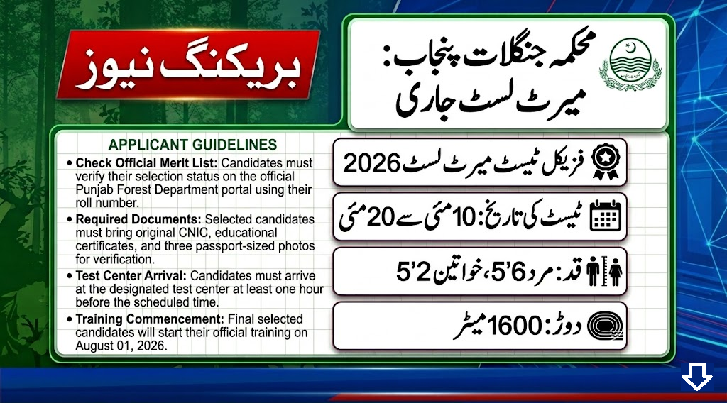 Forest Ranger Physical Test Merit List 2026 Selected Candidates List