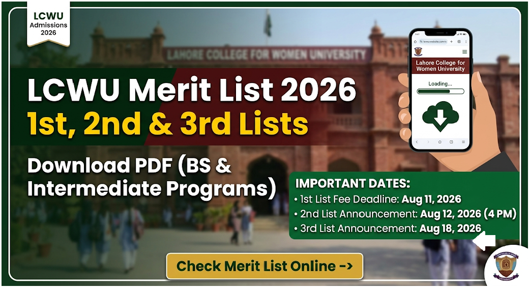 LCWU Merit List 2026 Downlaod (1st, 2nd, and 3rd) PDF
