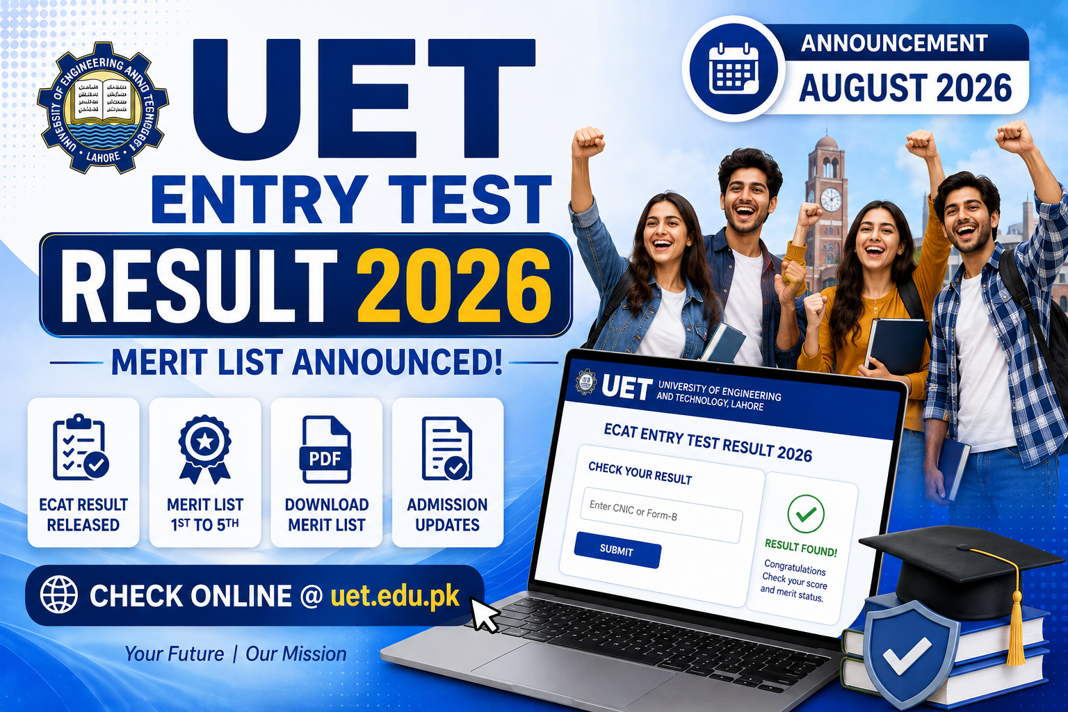 UET Entry Test Result Date 2026 – Check Merit List at uet.edu.pk